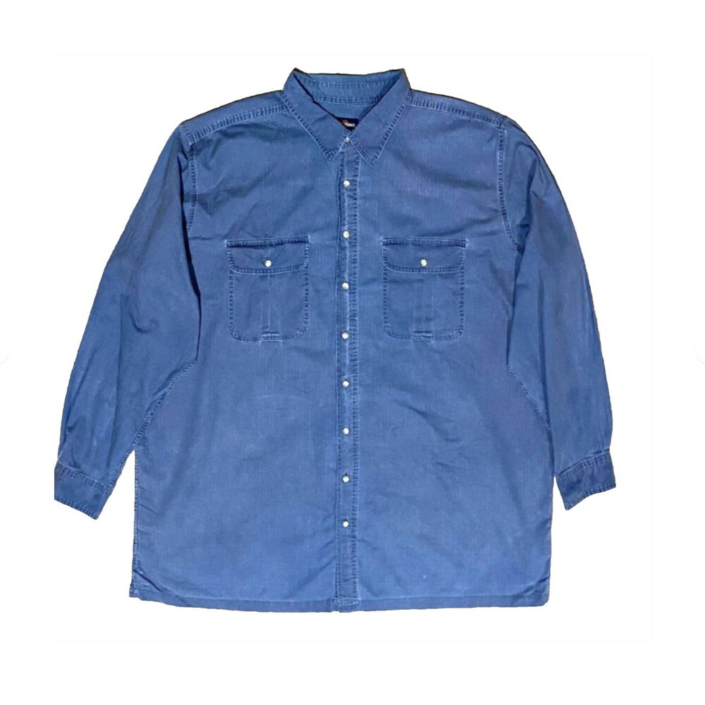 Canyon Ridge Mens 3XLT Blue Chambray Button Front Shirt Big Tall Long Sleeve